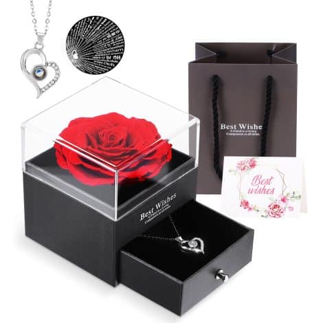 Coffret Bijoux Rose Éternelle ALLOMN : Collier Je t’aime pour Elle, le cadeau parfait pour occasions spéciales.