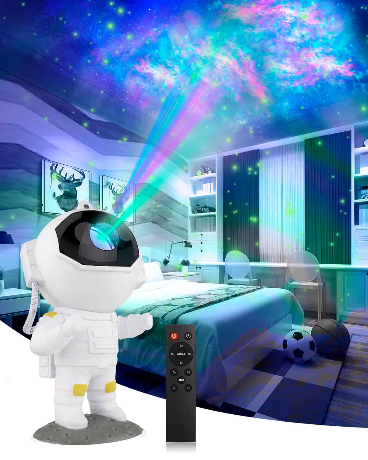 Astronaut Galactic Projector veilleuse pour enfants à avec minuterie et télécommande projecteur étoile décoration cadeau de Noël, Lampe étoilée pour Chambre à Coucher et Projecteur de Plafond