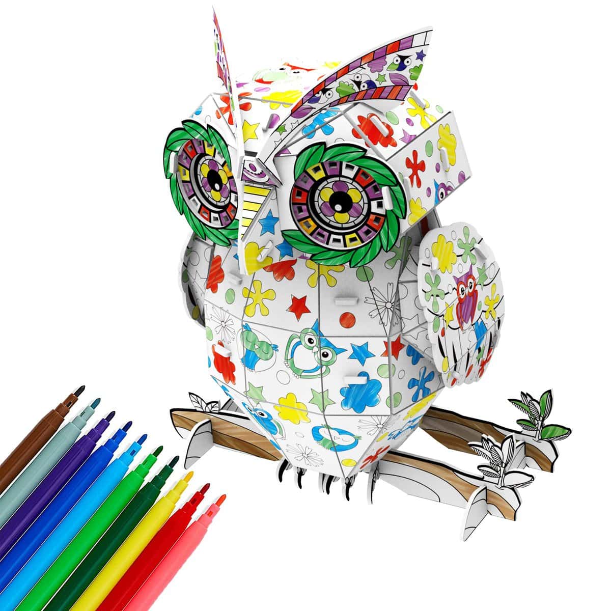 3D Puzzle Bricolage, Cadeau Fille garçon 6 7 8 9 10 Ans, Jouet Fille Garcon Loisirs créatifs Amusants, Puzzle à colorier 3D Hibou, Noël Anniversaire Cadeau pour Filles et Garçons 6 7 8 9 10 11 Ans