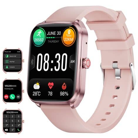 Montre connectée LIGE pour femme avec appel Bluetooth, écran HD de 1,93 pouces, fonctionnalités intelligentes et étanche IP67. Compatible Android et iOS.