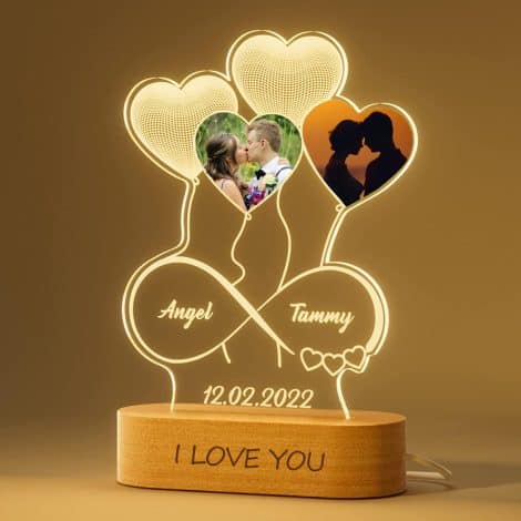 Cadeaux personnalisés pour amis : Lampe photo personnalisée en plaque acrylique. Idée originale pour Noël, anniversaire, Saint-Valentin ou collègues.