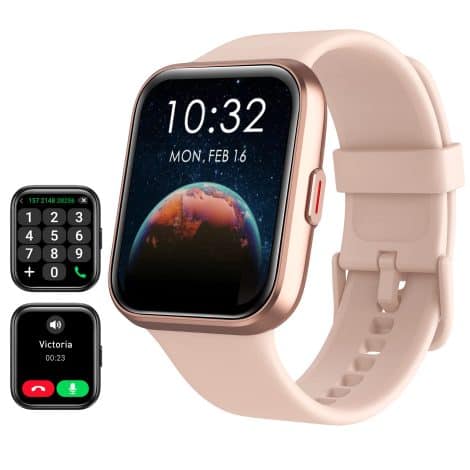 Montre connectée Tensky pour femme et homme, avec Alexa, Bluetooth, moniteur de SpO2, fréquence cardiaque, sommeil, podomètre et étanche IP68 pour Android iOS.