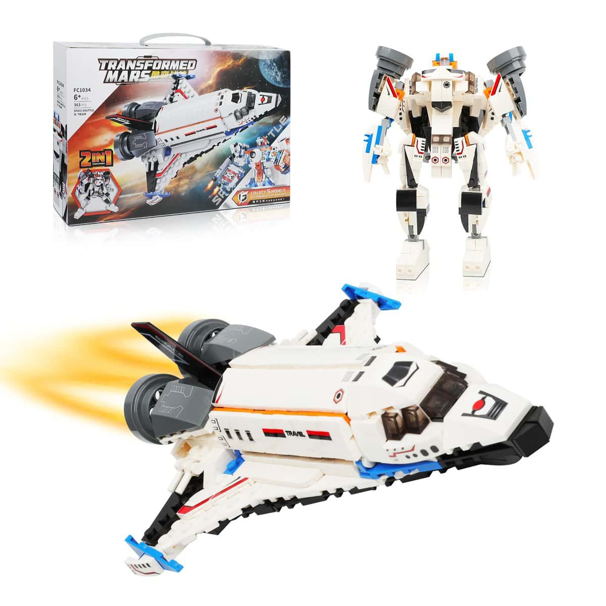 2 En 1 City Navette Spatiale Blocs de Construction Jouet Set, pour 6 7 8 9 10 11 12 Ans Garçons Filles Construire Navette Spatiale ou Robot, Jeu de Rôle Cadeau pour Enfants 6 Ans et Plus (363 Pièces)