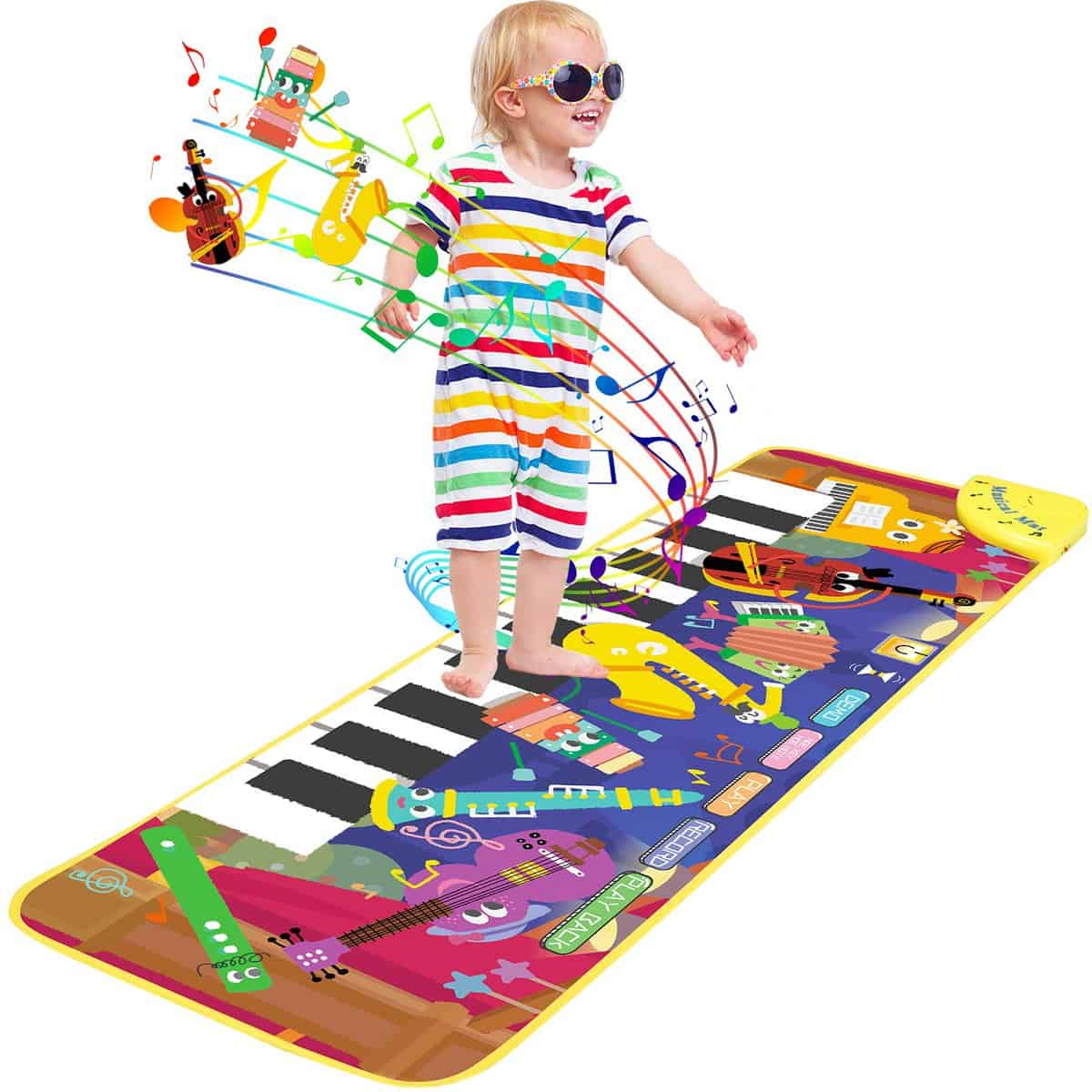 LUFENG Tapis de piano pour enfants, tapis de danse tactile, tapis de jeu pour filles et garçons de 1 an, tapis de musique pour enfants, tapis d'éducation précoce pour bébé, clavier de musique