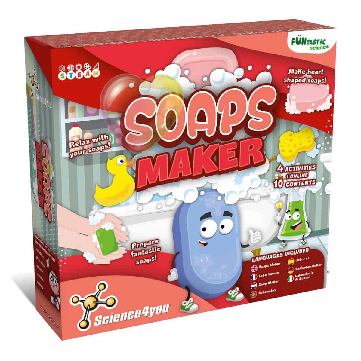 Science4you Fabrique de Savons - Kit Fabrication Savon pour Enfants 7 8 9 10 11 12+ ans - Jouet avec Expériences Scientifiques et Activités Manuelles pour Garçons et Filles 8+ Ans - Jeu Faire du Savon