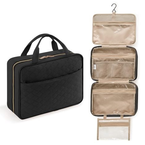 Lifewit Trousse de Voyage Suspendue, Spacieuse Trousse Maquillage Transparente avec Crochet, Noir.