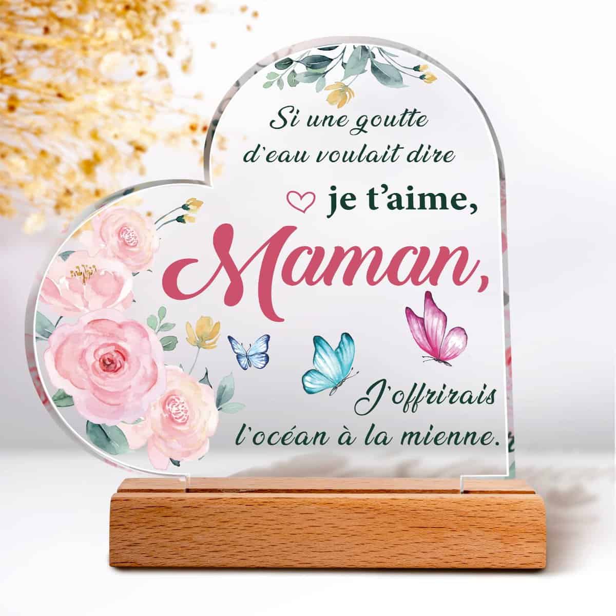 Cadeau Maman, Cadeau Anniversaire Maman - Plaque Acrylique Gravée Cadeau pour Maman, Personnalisé Noël Cadeau de Fête des Mères, Cadeaux Anniversaire Maman/Mère/Mamie, Cadeau Fête des Mères Original