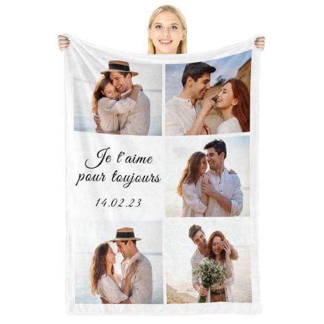 Idée de cadeau original personnalisé avec une couverture personnalisée pour homme et femme, amis, petit(e) ami(e) pour Noël, Saint Valentin ou anniversaire.