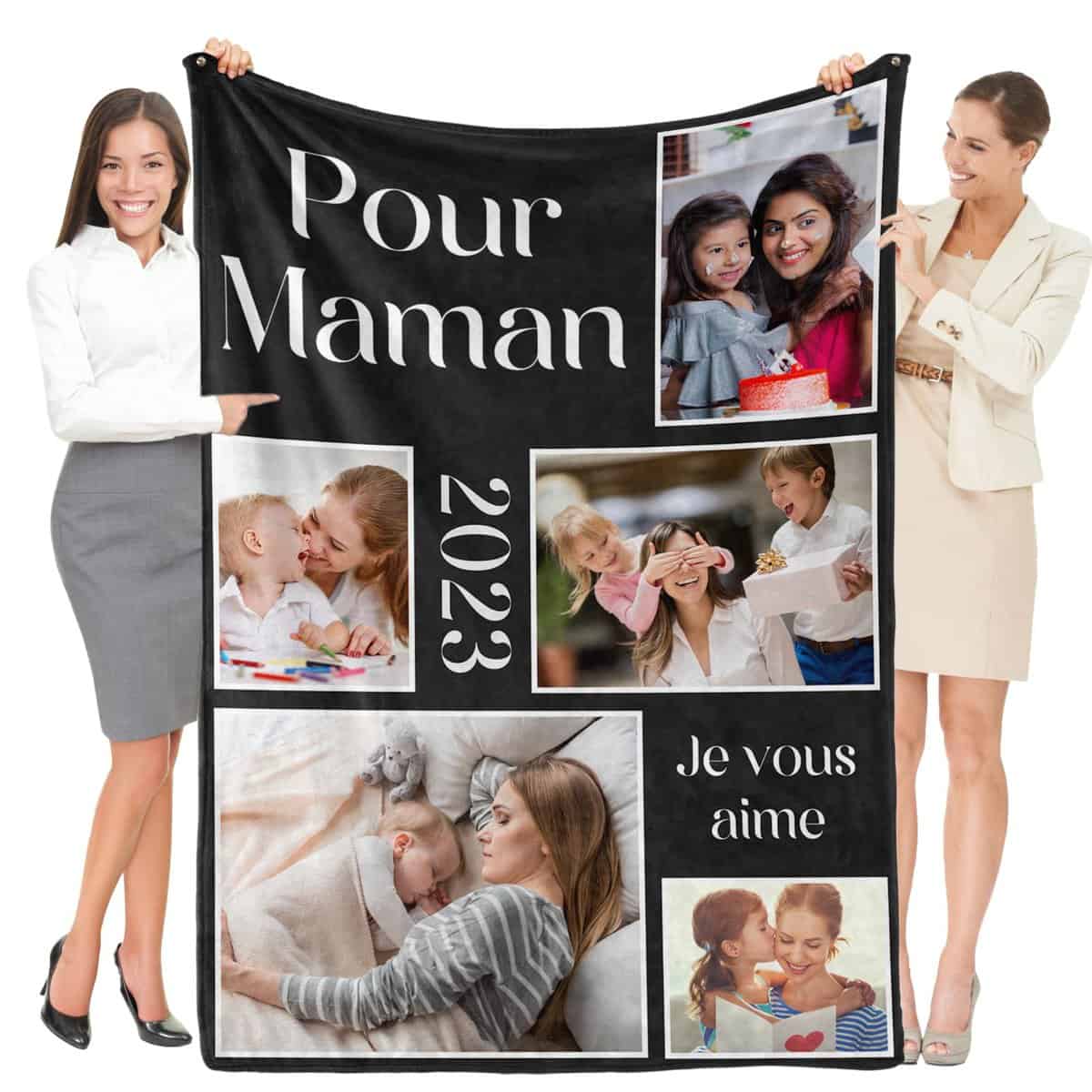 Cadeau Personnalisé Femme, Plaid, Couverture Photo et Texte, Idee Cadeau Femme Anniversaire, Maman, Noel