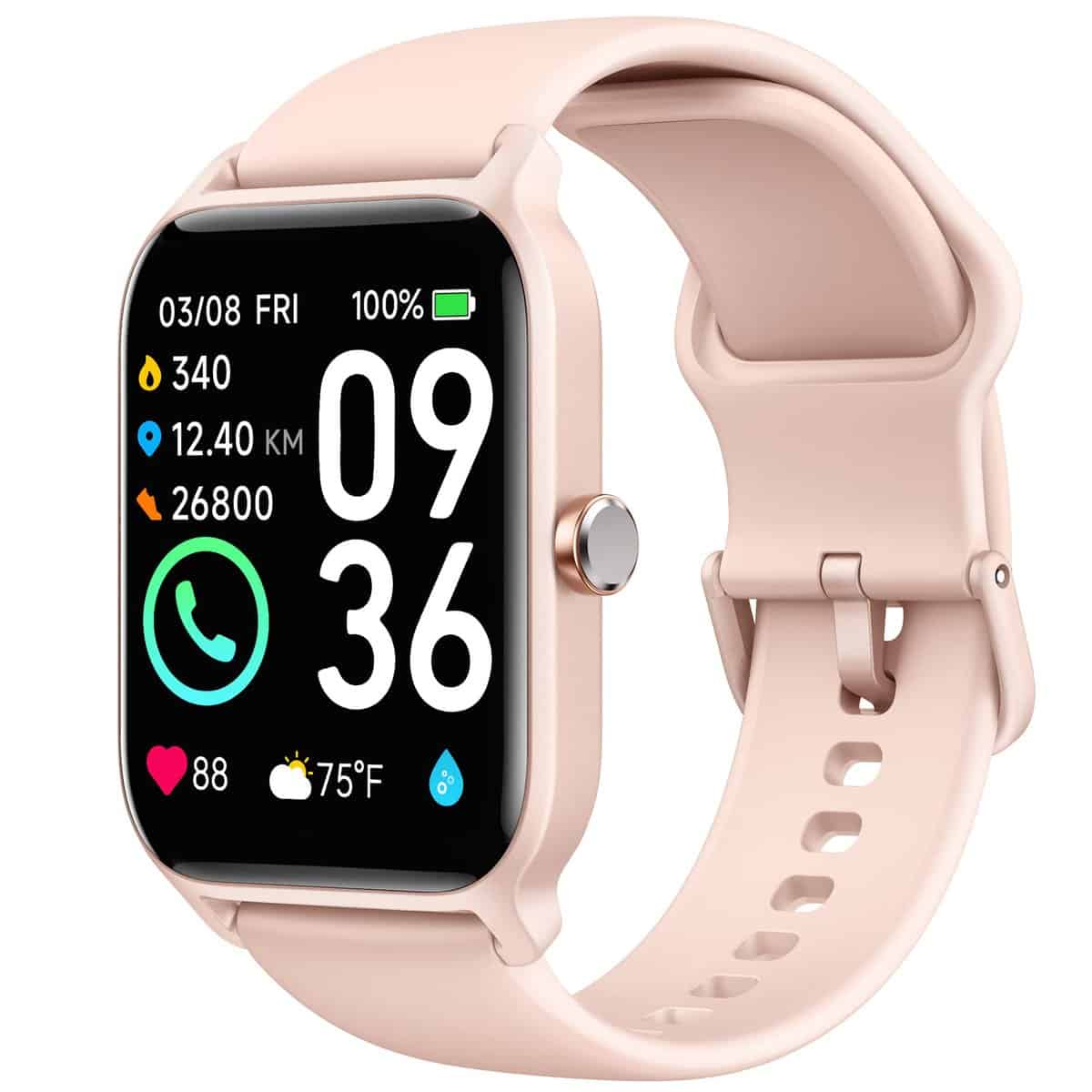 Woneligo Montre Connectée (Émettre et Répondre Appels), 1,8" Smartwatch avec Alexa Intégré, Montre Intelligente Femme/Homme avec Fréquence Cardiaque/Sommeil/SpO2, Tracker avec 100+ Modes Sportifs, Étanche IP68