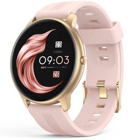 Montre intelligente AGPTEK pour femme, avec Bluetooth 5.0, suivi d’activité, fréquence cardiaque, étanche IP68.