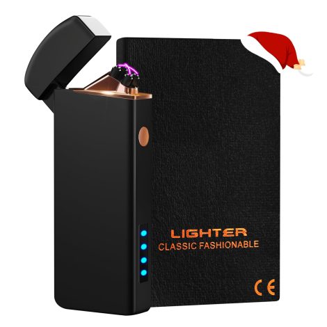 Cadeau pour homme, Briquet électrique Coquimbo avec double arc rechargeable par USB. Idéal pour bougies, barbecue.