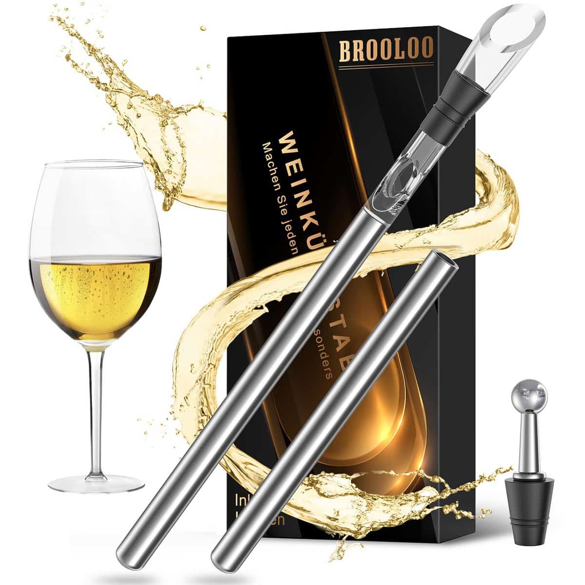 Idee Cadeau Homme Femme Noel - Rafraichisseur de Bouteille de Vin Accessoire Vin Cadeau Gadget Insolite Drole Utile Homme Cadeau Original Maman Papa Amateur de Vin Cadeaux Noel Refroidisseur Bouteille