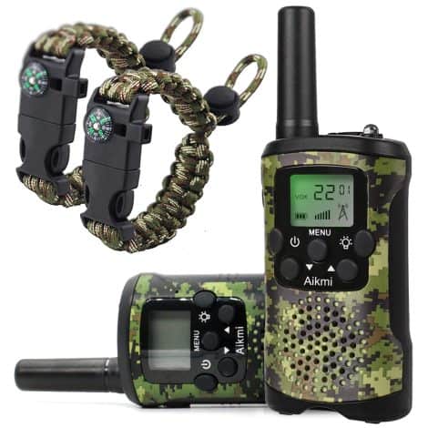 Cadeau Garçon 4-12 Ans Talkie Walkie Enfants 8 Canaux avec LCD Lampe pour Aventure Camping.