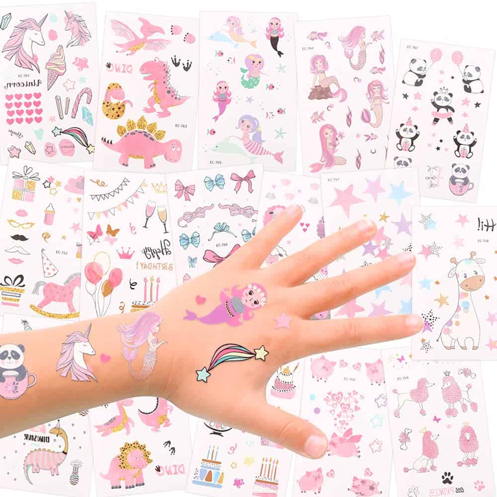 Konsait Tatouages temporaires pour Enfants, 256 x Tatouages eph¨¦m¨¨res pour Enfants, Fille, Anniversaire d'enfant Petit Cadeau Pinata, Licorne, Sir¨¨ne Motifs diff¨¦rentes