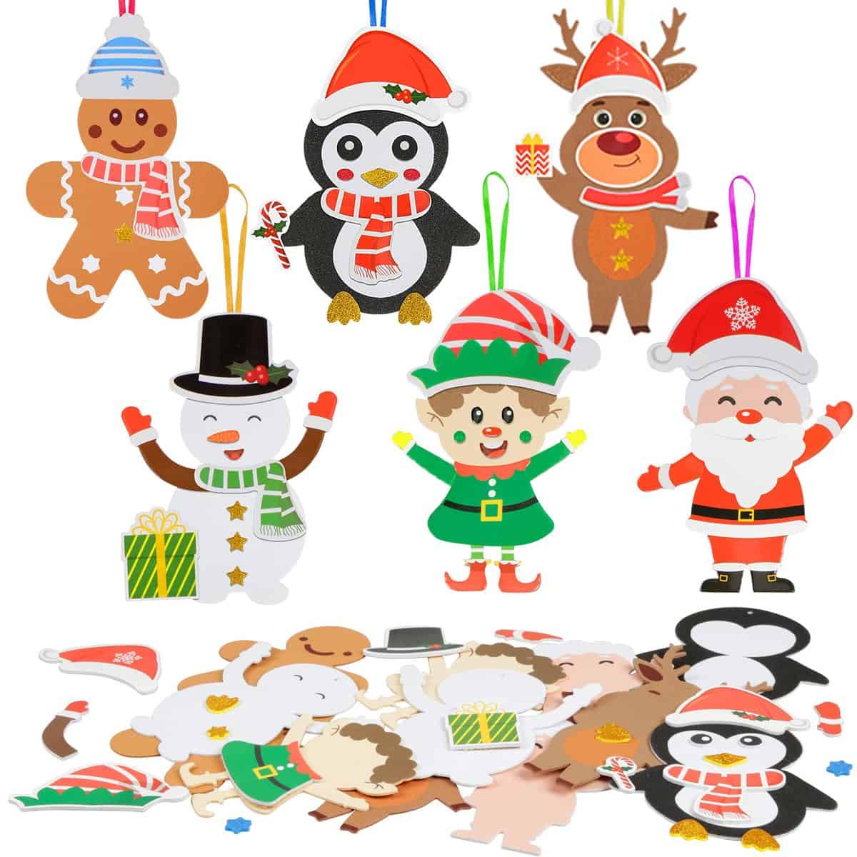 LAMEK 12 Activité Manuelle Enfant Noel Décoration Suspendue de Noël Kit Loisirs Créatifs Noel pour Décoration Arbre de Noël Pendentif Cadeau de Noël pour Enfants