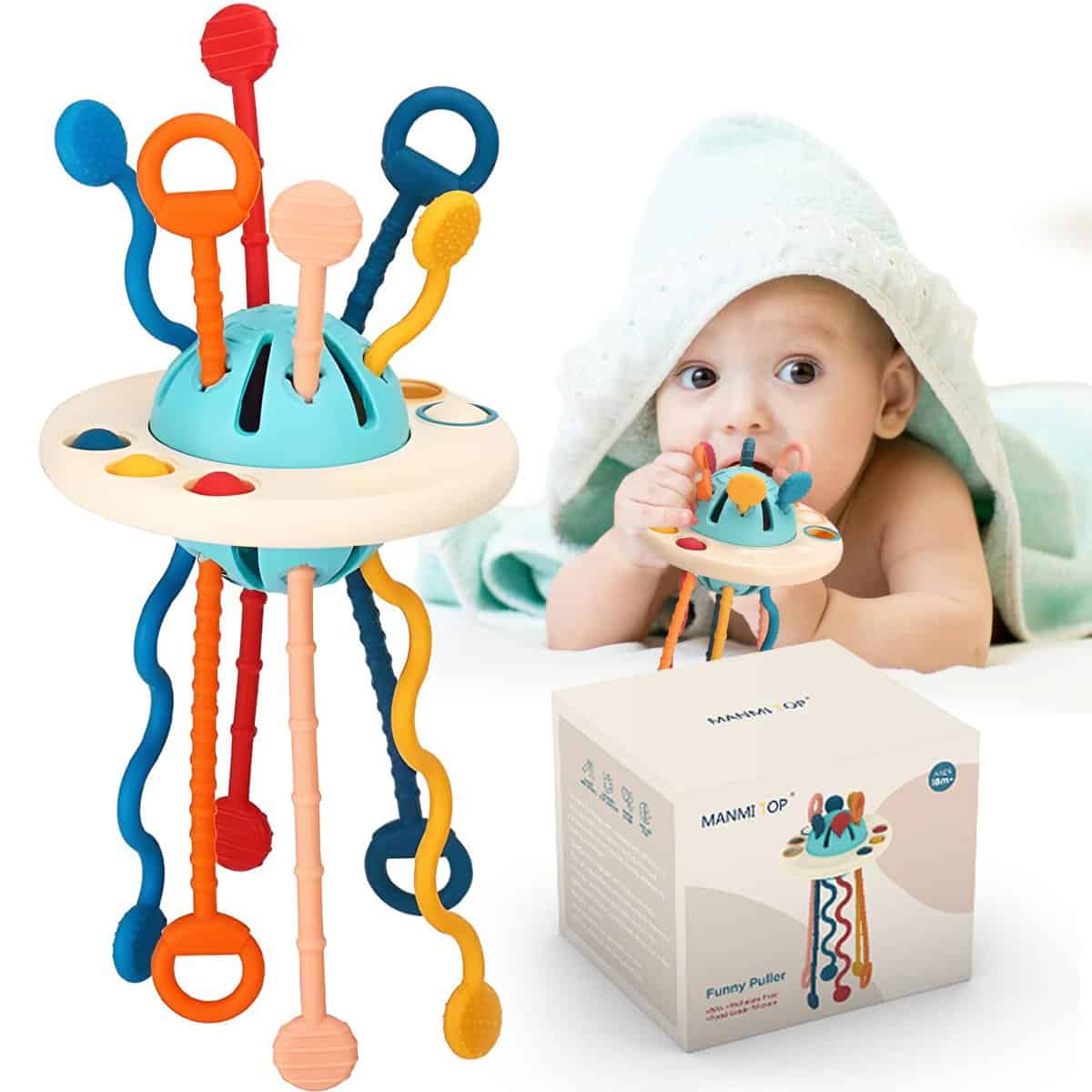 Montessori Jouet d'éveil Bebe 1 an, UFO, en Silicone, Jeux Éducatif, Motricité Fine, Jouets de Voyage pour Jeunes Enfants 6-36 Mois, Cadeau Bebe Garçons Filles