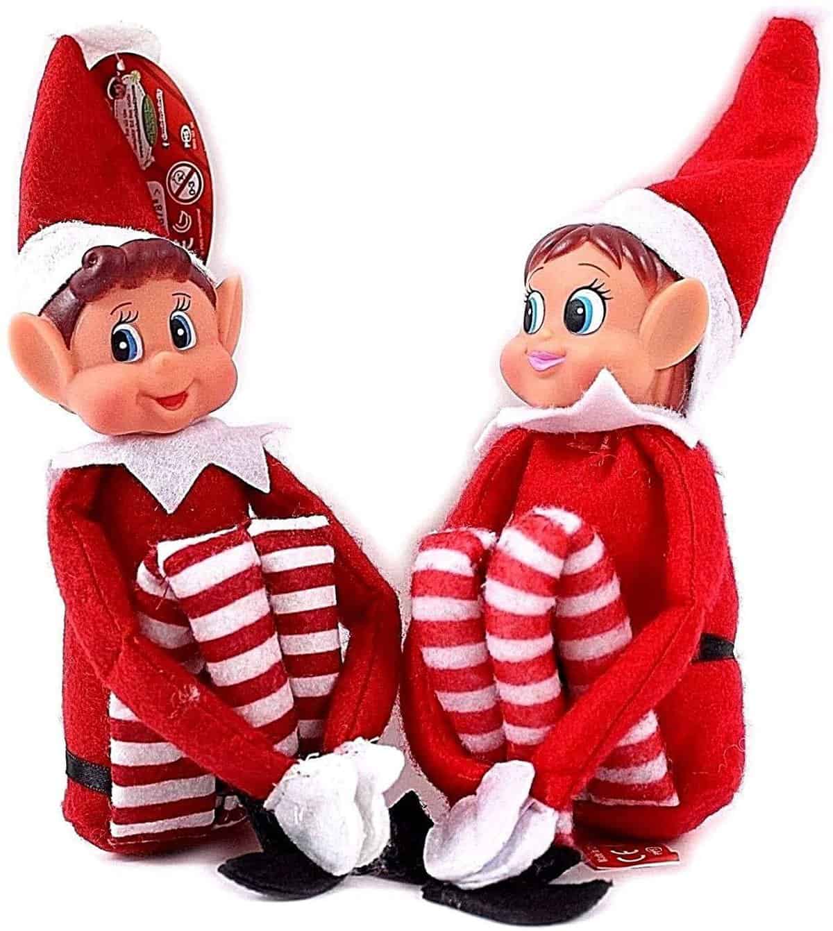 GLOW Wholesale Elfie (garçon) et Elvie (Fille) Lot de 2 Figurines ludiques avec Corps Souple et Visage en Vinyle Rouge