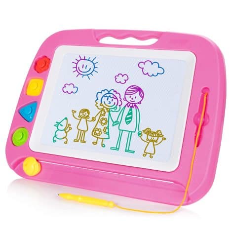 Ardoise Magique Grande SGILE – Tableau de Dessin Magnétique pour Enfant, Rose – Cadeau Educatif pour Bambin.