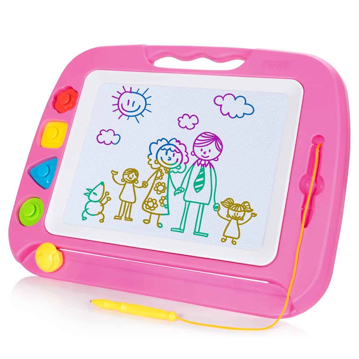 SGILE Ardoise Magique Grande - 42 X 33 cm Enfant Tableau de Dessin Magnétique Effaçable, Cadeau Jouet Educatif pour Bambin, Rose