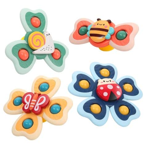 Ensemble de jouets adhésifs pour bébé : plateau pour chaise haute, table de bain, voyages, cadeau sensoriel pour les tout-petits de 1 à 3 ans (4 pièces).