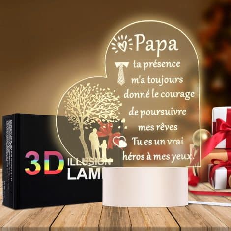 Lampe personnalisée TIDRT pour offrir un cadeau original à Papa, idéal pour Noël, la fête des pères ou un anniversaire.