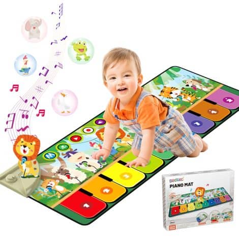 Piano bébé Rodzon avec 10 animaux, jouets pour bébés 1-3 ans, tapis de danse. Idéal cadeau Noël 24m+, 63301.