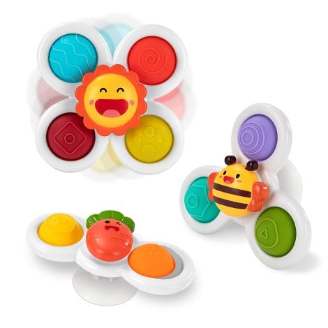 Lot de 3 Jouets Sensoriels avec Ventouse pour le Bain, Cadeaux d’apprentissage pour Bébés et Tout-Petits.