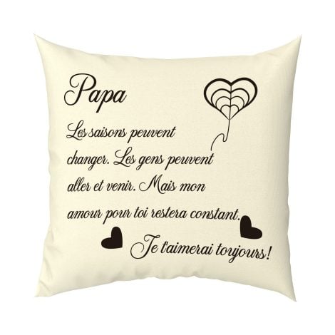 Cadeau spécial pour Papa : Taie d’oreiller décorative 45x45cm avec amour éternel – Papa, je t’aime toujours.