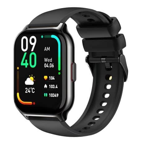 Montre connectée Coollia pour hommes et femmes, avec podomètre, moniteur de fréquence cardiaque et de sommeil, waterproof, lecteur de musique, compteur de calories, compatible Android et iOS.