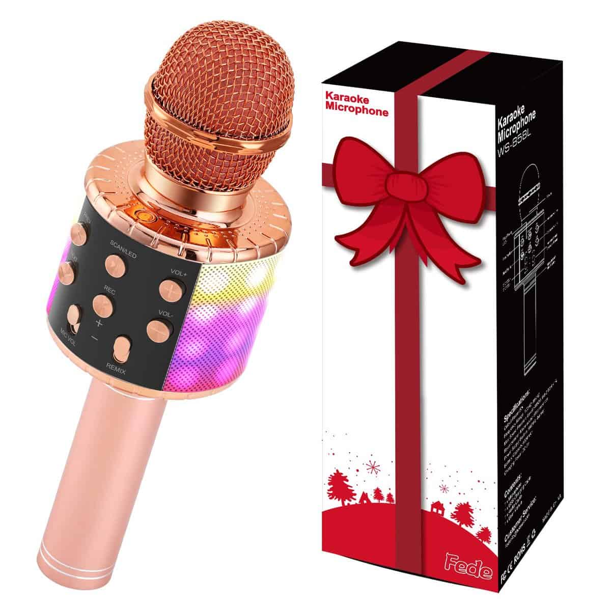 Micro Karaoké, Microphone Karaoké Sans Fil Bluetooth pour Enfants Chanter Jouet Fille 3 4 5 6 7 8 9 10 12 Ans Micro Enfant Cadeau Fille 3 4 5 6 7 8 9 10 12 Ans Karaoke Enfant Cadeau Enfant 3-14 Ans