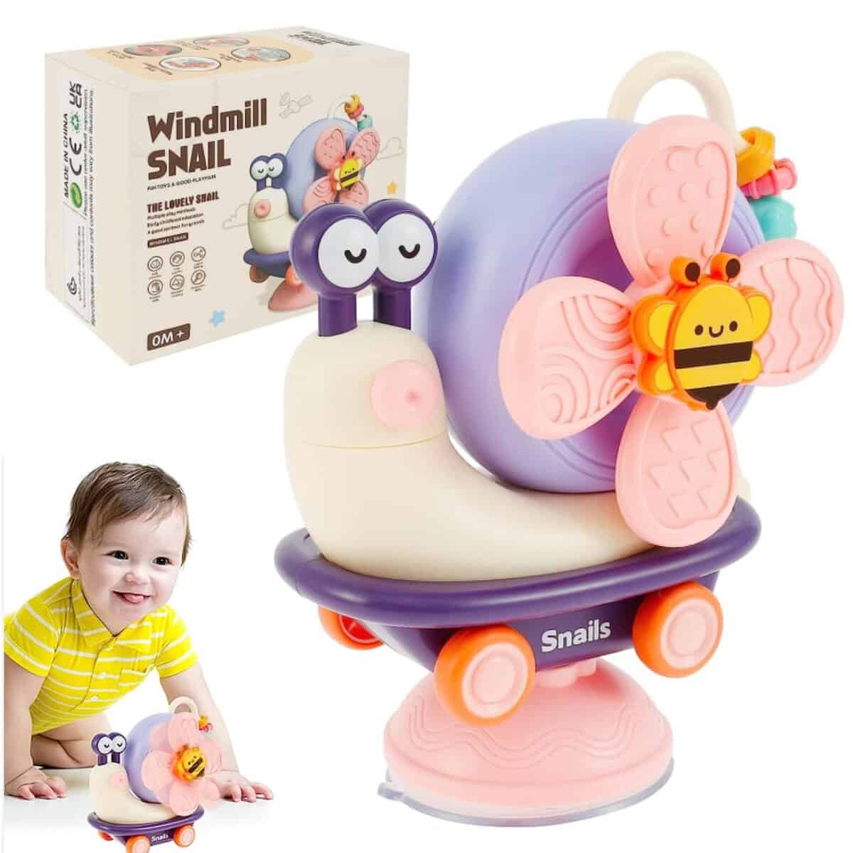 Bambebe Jouet Spinner Bebe Ventouse 6-12 Mois, Jeux Montessori Sensoriel Bebe 1 an, Jouets d'éveil Hochet Bebe, Jeu Bain Bébé 7 8 9 10 11 Mois Enfants Cadeau Bebe Fille et Garçon pour Anniversaire