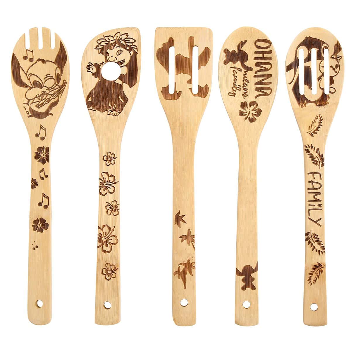 Cuillères en bois pour la cuisine, de qualité supérieure, motif Lilo et Stitch, accessoires de cuisine parfaits, idée cadeau amusante pour homme et femme