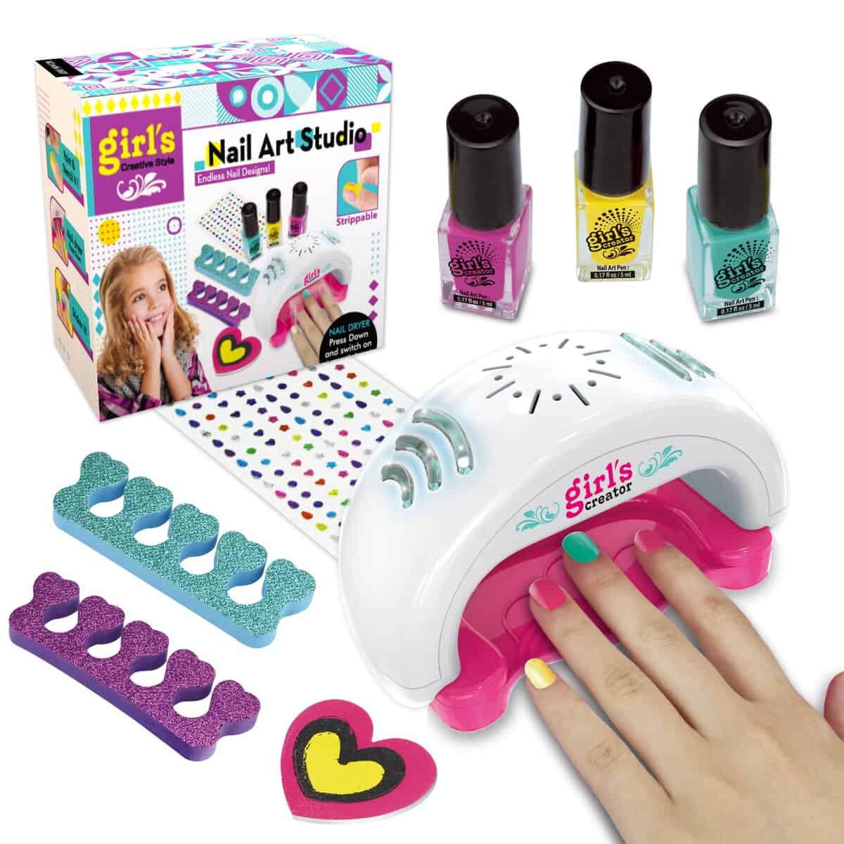 Joux Creatifs Filles Enfant 7 8 9 Ans, Kit Manucure Enfant Pour Cadeaux d'anniversaire Filles 8 9 10 11 Ans Vernis Enfant à L'eau Pour Jouet Fille 6 7 8 9 10 Vernis à Ongles Nail Art Enfant Salon