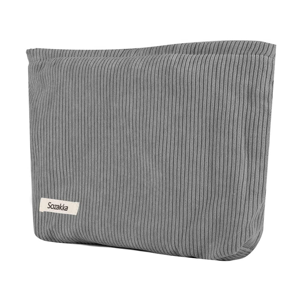 Petite Pochette Maquillage Trousse de Maquillage Tissu Sac à Cosmétiques à Glissière Sacs à Main Portables pour Femmes Trousse de Toilette Voyage Imperméable pour Port Quotidien,Stockage-Gris