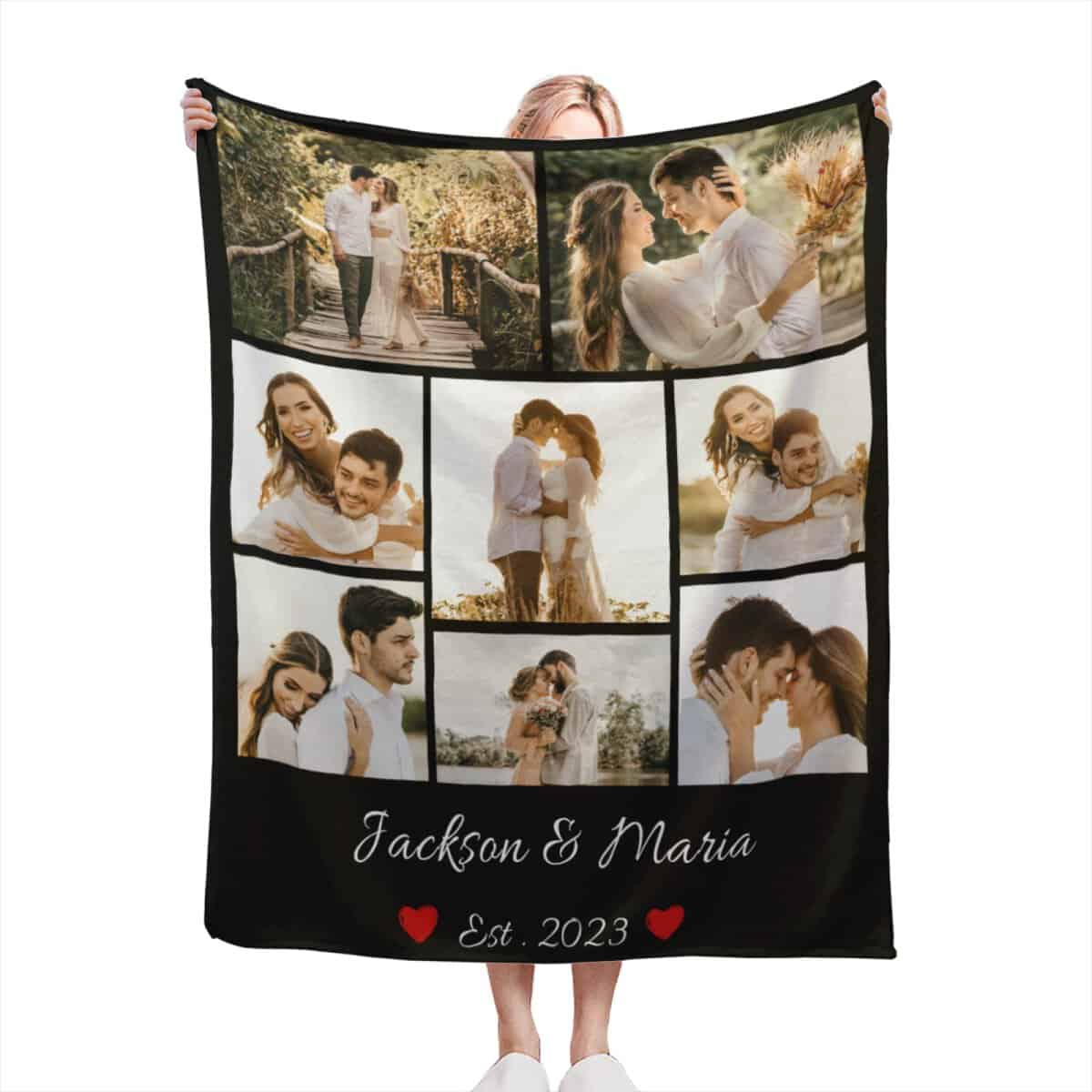 Mraxovid Couvertures personnalisées avec photos - Couverture personnalisée pour couples - Cadeau souvenir - Cadeau d'anniversaire pour femme, mari, petite amie, petit ami - 76 x 102 cm