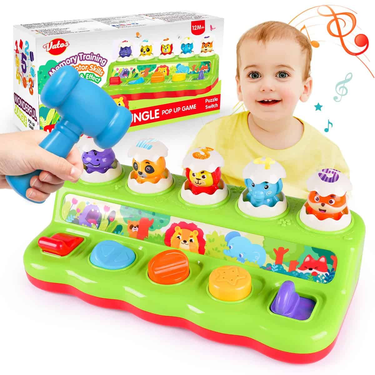 VATOS Pop Up Jouet Bebe 1 an - Jouets Enfant 1 an musicaux Montessori Jouets de motricité 1 an garçons Filles, Jouets interactifs bébé Tout-Petit Cadeaux pour 6 12 18 Mois