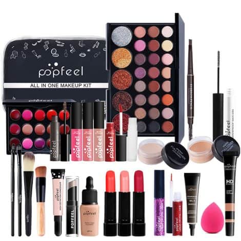 Kit de maquillage essentiel avec 26 pièces, un cadeau de Noël idéal pour femmes et filles.