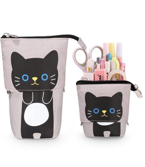 Ensemble Crayon Télescopique, Trousse Scolaire Zip, 2 en 1 Support, Kawaii pour École et Bureau.