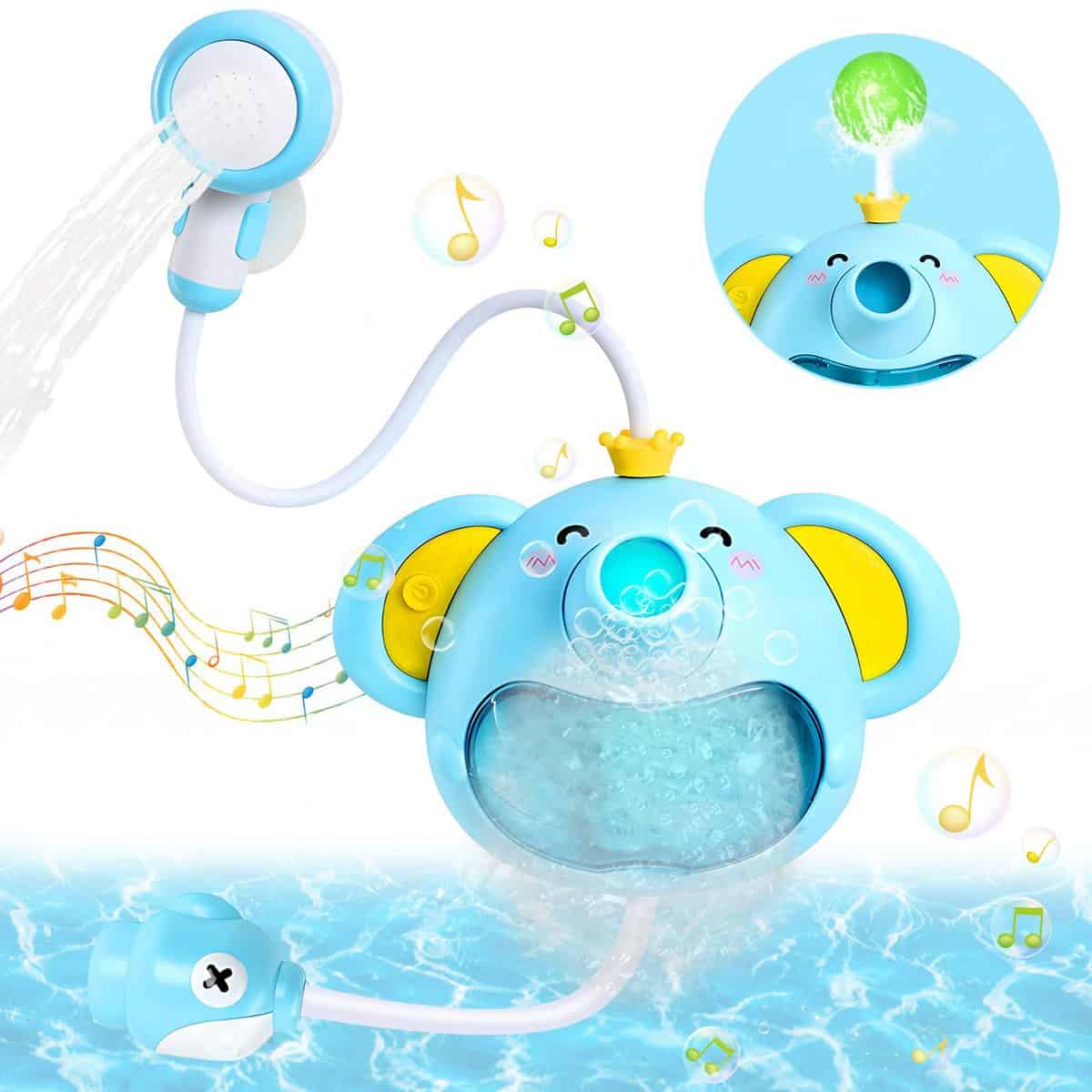 Jouets de Bain avec Musique pour Bébé Eléphant Machine à Bulles de Bain avec Douche à Eau et Fontaine à Boule Soufflante Automatique Cadeaux pour Les Tout-Petits 1 2 3+ Ans