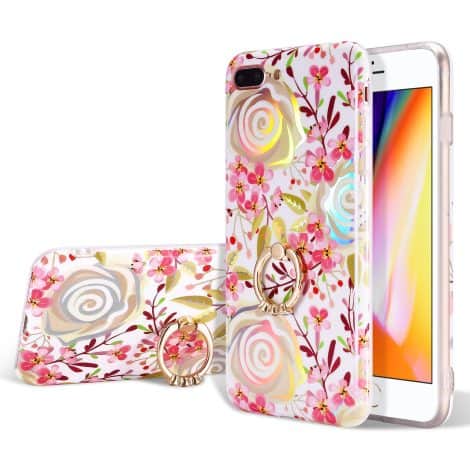 Coque EYZUTAK pour iPhone 6/6S, design Feuille tropicale Floral, ultra fine, avec support absorbant les chocs.