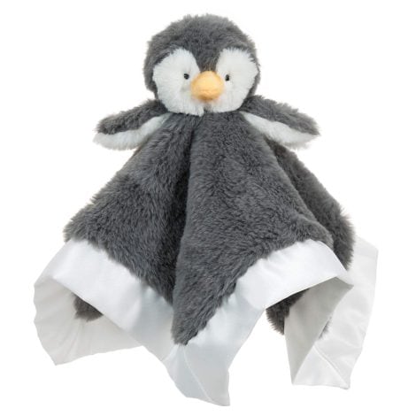 Doudou pingouin en peluche pour bébé – Couverture douce 33 cm – Idéal pour les nouveaux-nés.