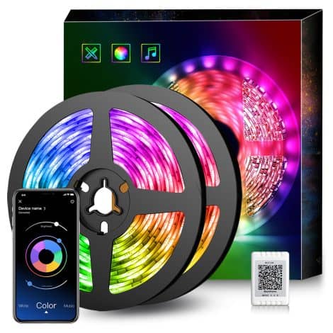 Bande flexible Bluetooth Ruban LED 20M RGB pour illuminer et décorer votre chambre avec application et télécommande.