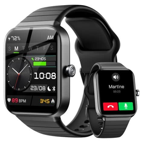 Montre connectée Fitpolo pour homme et femme avec Alexa intégrée et appel Bluetooth. Smartwatch de 1,8″ avec 100+ sports, étanche IP68, suivi sommeil, bracelet fitness pour Android et iOS.