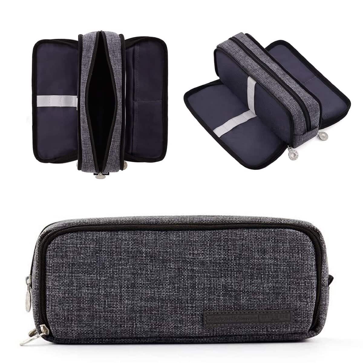 NEWUPZSI Trousse Scolaire Gris à Crayons Grande Capacité avec 3 Compartiments Cadeau Noël ado garçon Fille Pencil Case Trousses pour Filles et Adolescents Enfants, étudiants, Adultes, école, Bureau