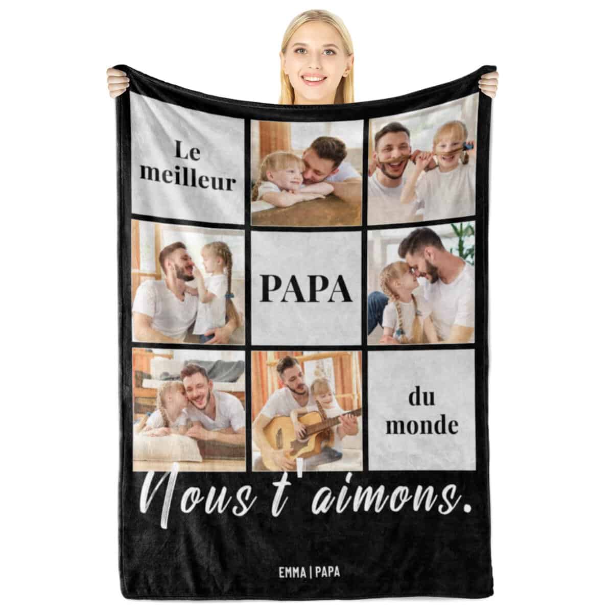 Giftove Idee Cadeau pour Papa - Cadeau Fete des Peres Personnalisé - Plaid Personnalisé Photo - Cadeaux Fête des Pères Original - Cadeau Anniversaire Papa - Cadeau Papa Noël - Couverture Personnalisée