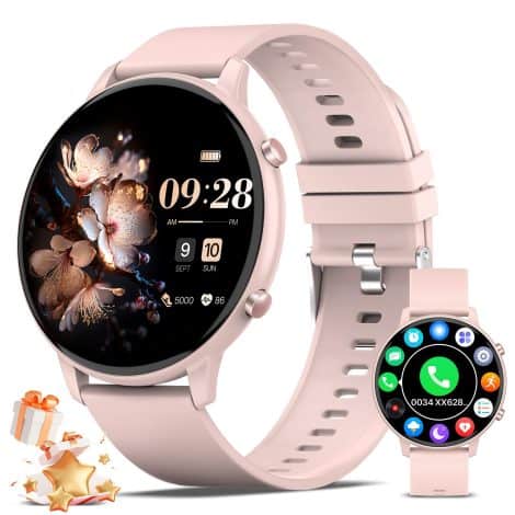 Montre intelligente pour femme ZKCREATION avec appel Bluetooth – Suivi du sommeil et fréquence cardiaque. Compatible iOS et Android.