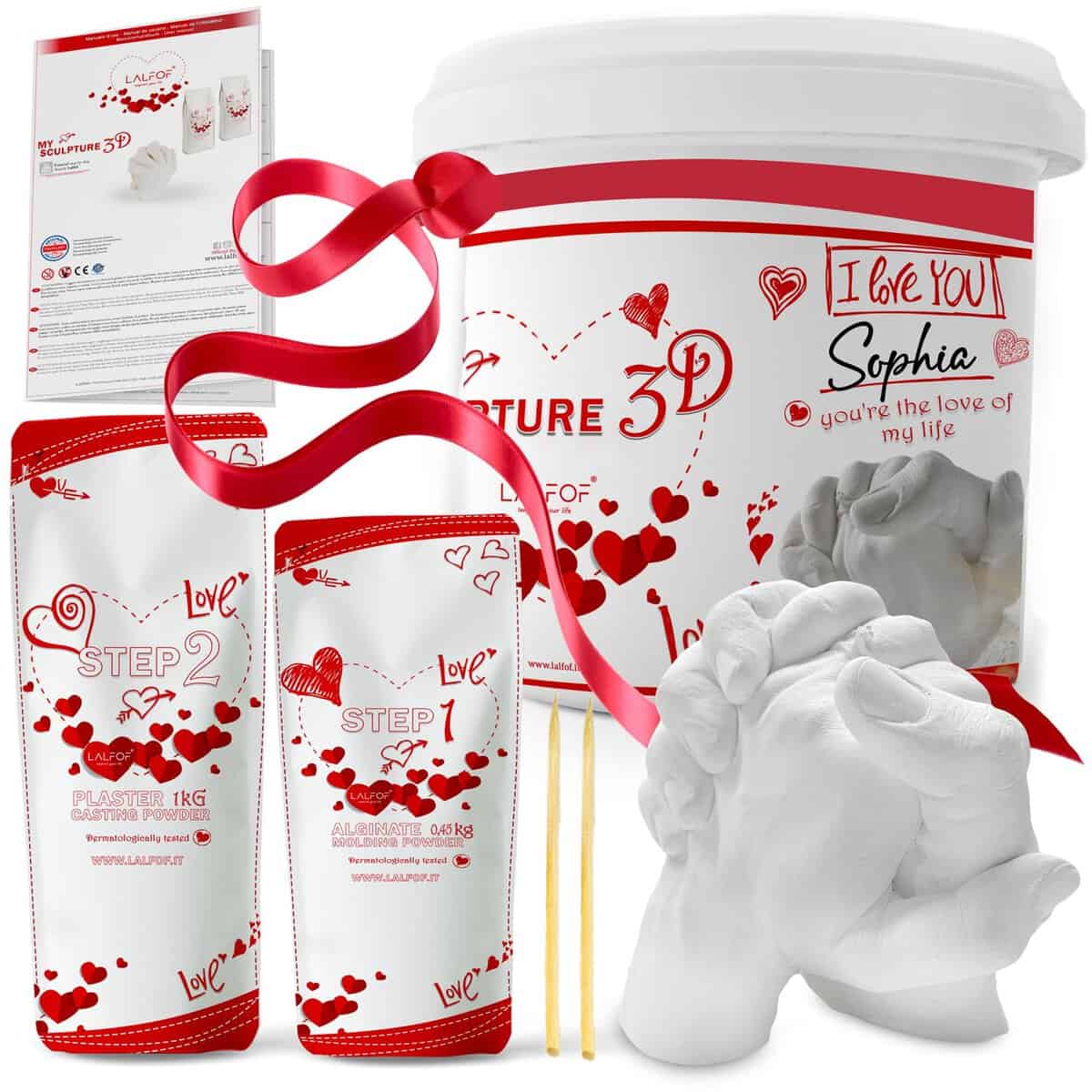 Lalfof® Kit Moulage Main Couple Avec Prénom Et Platre Pour Moulage Certificat. Idee Cadeau Couple Noel, Cadeau Couple Original, Cadeaux Couple. Kits De Moulage Main Cadeau Pour Couple,Cadeau Copain