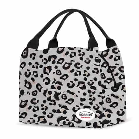 Sac à main isotherme pour repas de 8,5 litres avec motif léopard, pratique et tendance pour femmes et filles.