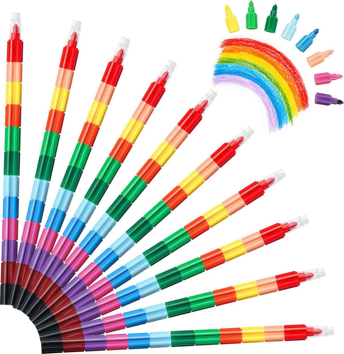 Vicloon Crayon de Couleur Empilables,10pcs Mini Crayons à la Cire Coloriage Enfant et Tout Petit,pour Cadeaux de Fête, D'anniversaire,Cadeaux de Noël,Amusants,Idées Cadeau Amis (10 pièces 12 couleurs)